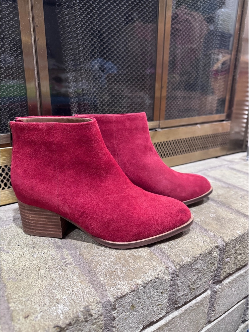Seychelles Floodplain Red Suede Ankle Boots 6.5 Block Heel Booties New